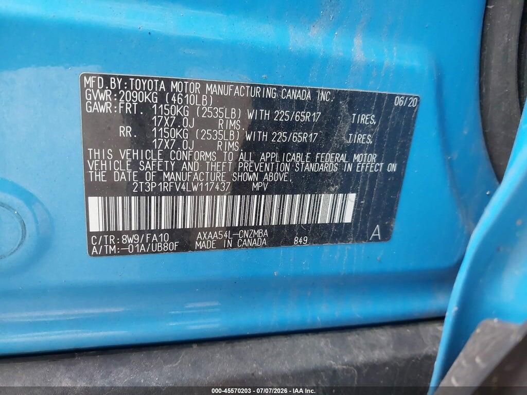 2T3P1RFV4LW117437 2020 TOYOTA RAV4 photo no. 9