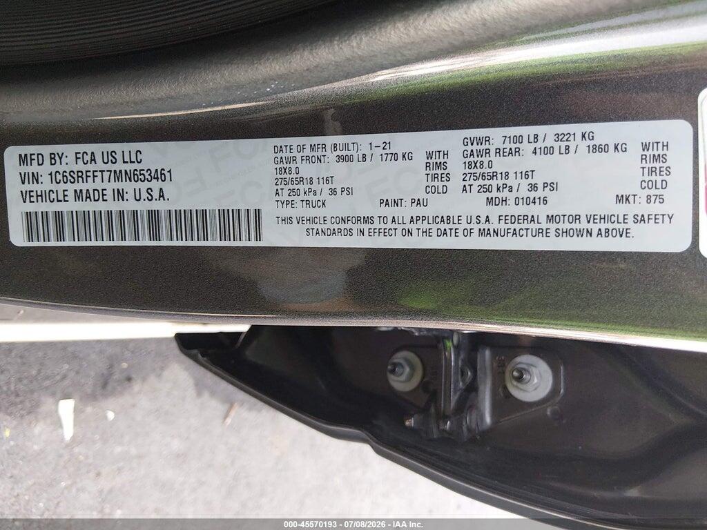 1C6SRFFT7MN653461 2021 RAM 1500 photo no. 9