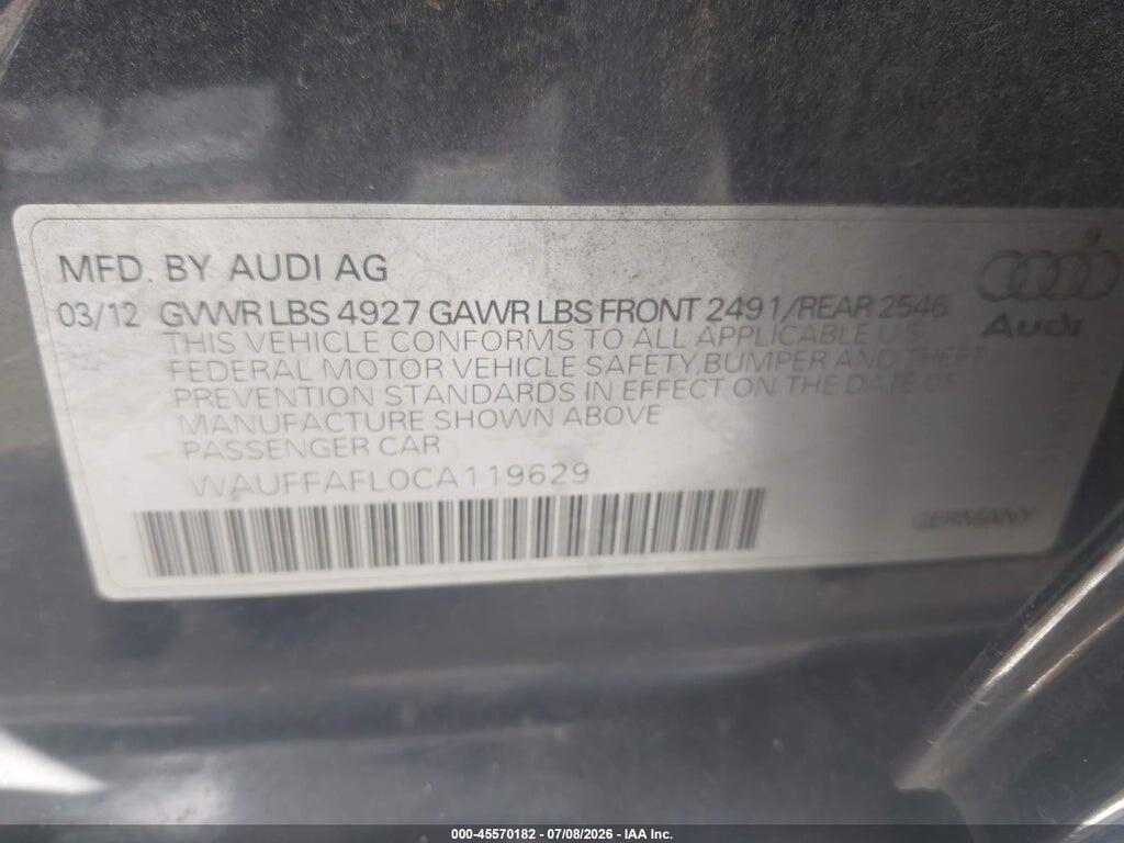 WAUFFAFL0CA119629 2012 AUDI A4 photo no. 9