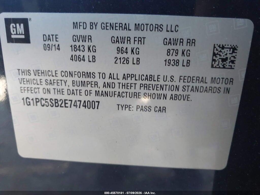 1G1PC5SB2E7474007 2014 CHEVROLET CRUZE photo no. 9