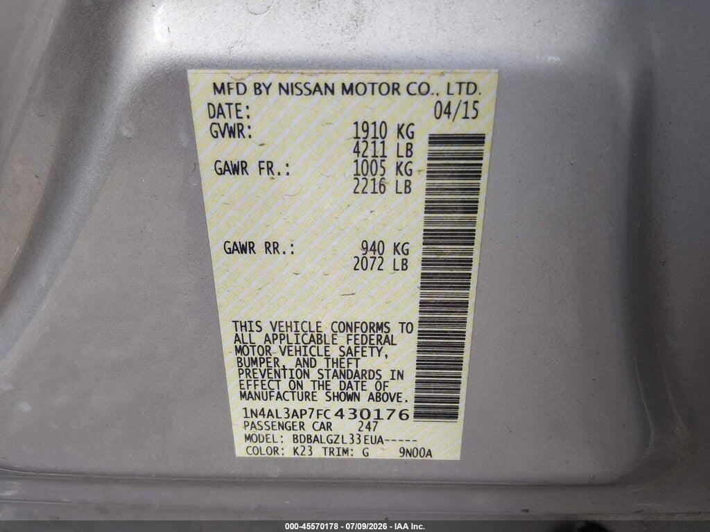 1N4AL3AP7FC430176 2015 NISSAN ALTIMA photo no. 9