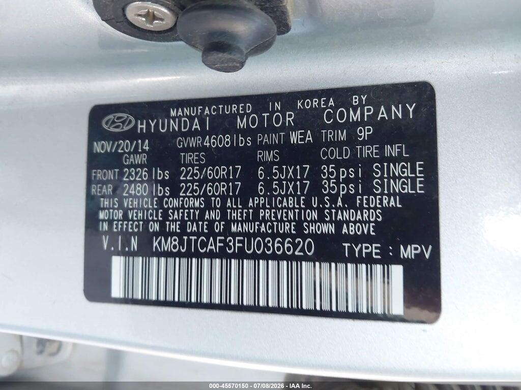 KM8JTCAF3FU036620 2015 HYUNDAI TUCSON photo no. 9