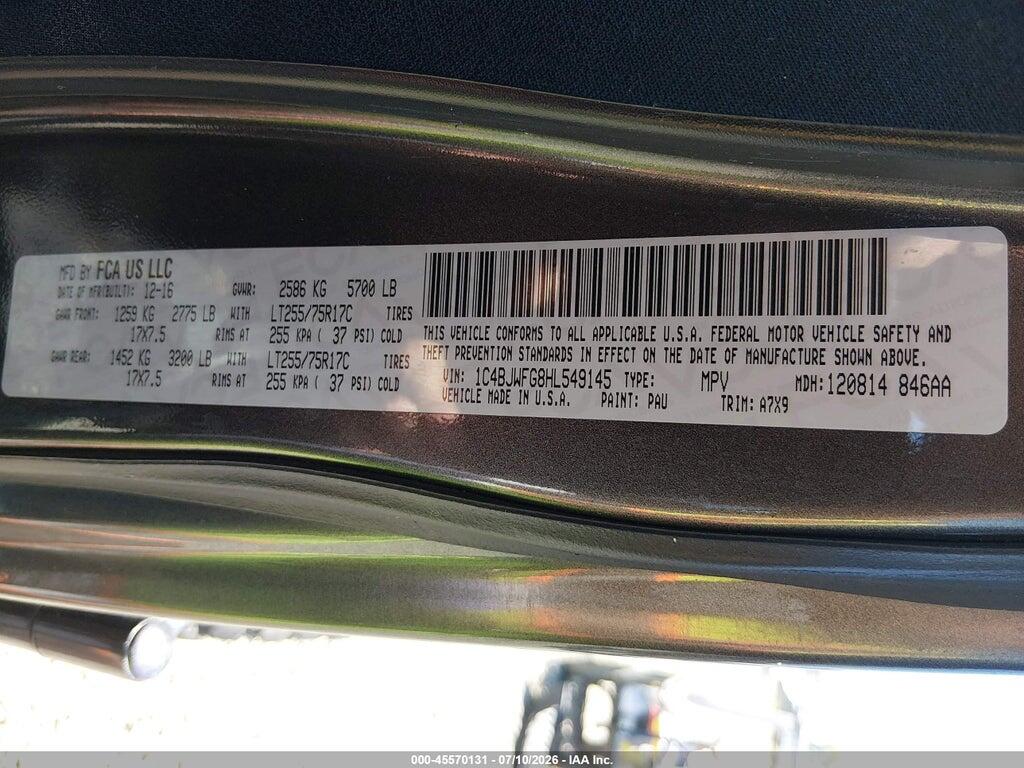 1C4BJWFG8HL549145 2017 JEEP WRANGLER UNLIMITED photo no. 9