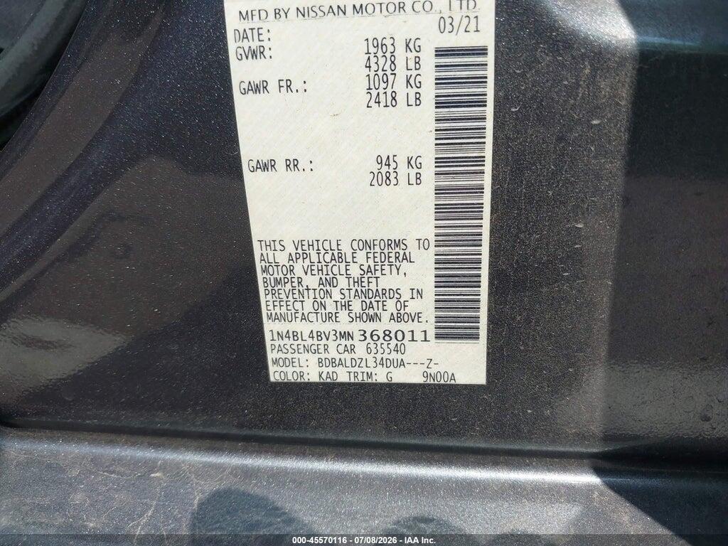 1N4BL4BV3MN368011 2021 NISSAN ALTIMA photo no. 9