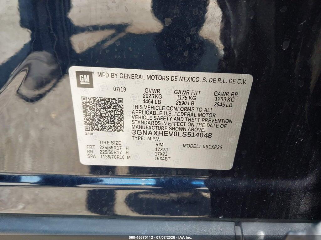 3GNAXHEV0LS514048 2020 CHEVROLET EQUINOX photo no. 9
