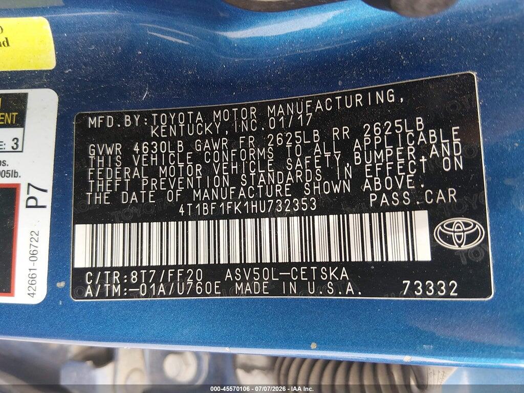 4T1BF1FK1HU732353 2017 TOYOTA CAMRY photo no. 9