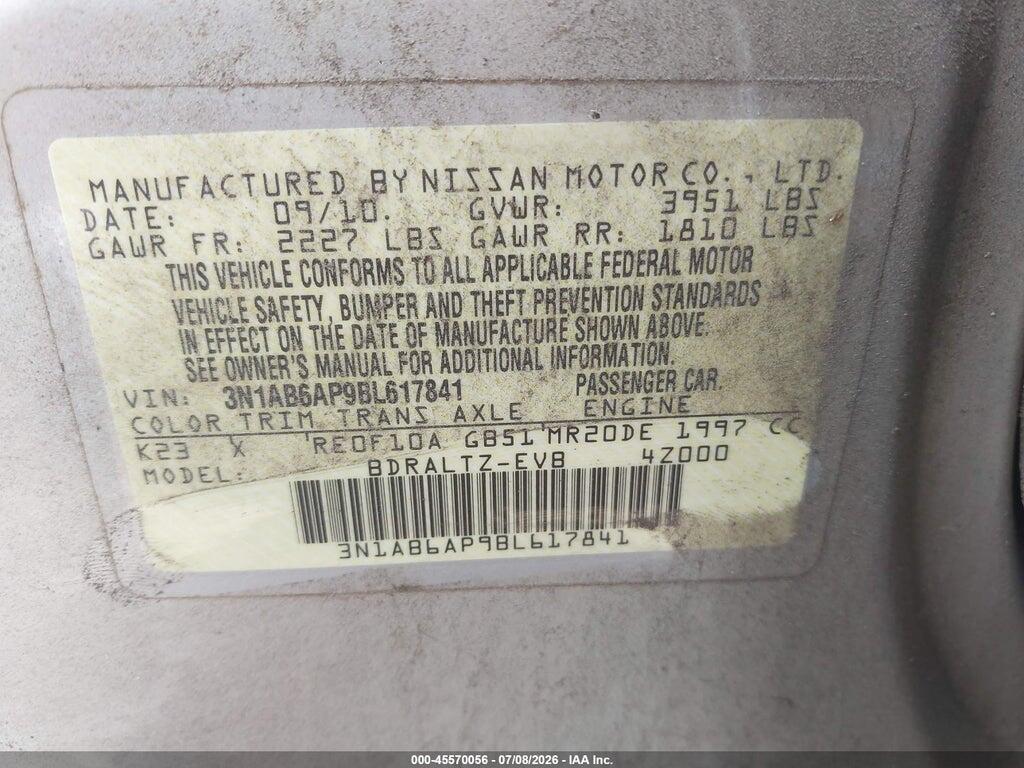 3N1AB6AP9BL617841 2011 NISSAN SENTRA photo no. 9