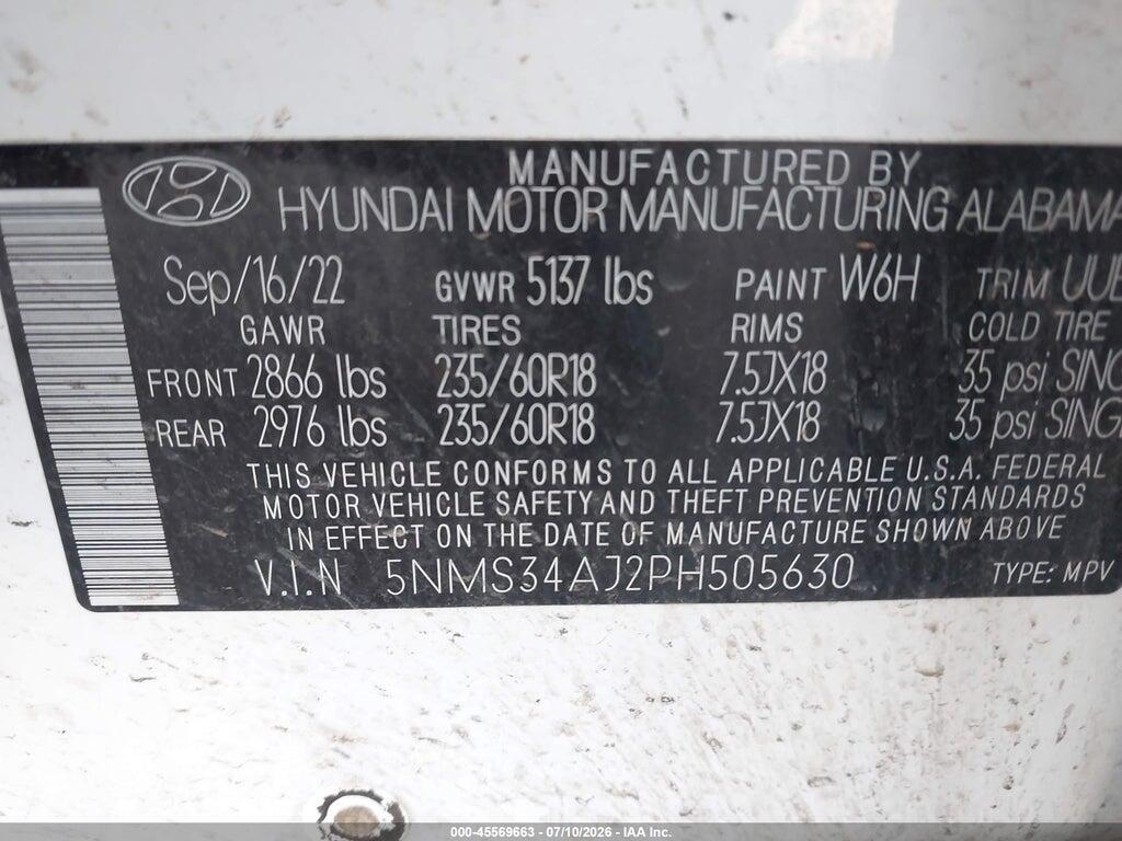 5NMS34AJ2PH505630 2023 HYUNDAI SANTA FE photo no. 9