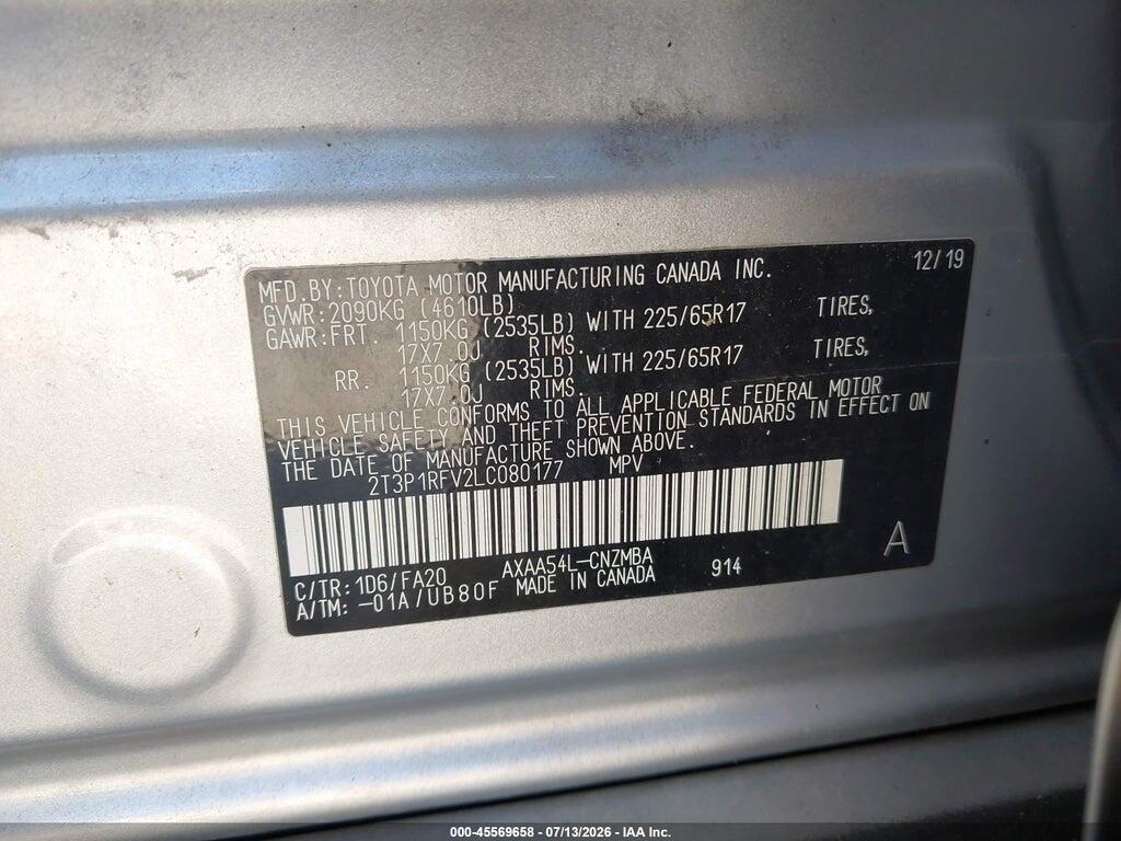 2T3P1RFV2LC080177 2020 TOYOTA RAV4 photo no. 9