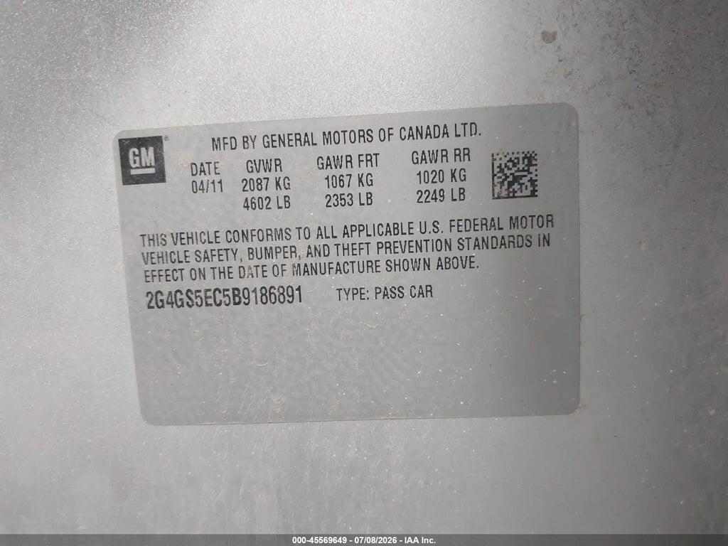 2G4GS5EC5B9186891 2011 BUICK REGAL photo no. 9