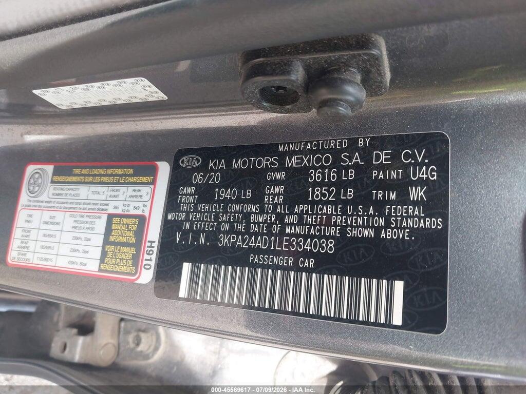 3KPA24AD1LE334038 2020 KIA RIO photo no. 9