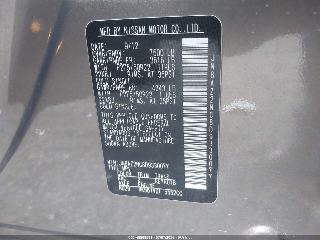 JN8AZ2NC8D9330077 2013 INFINITI QX56 photo no. 9