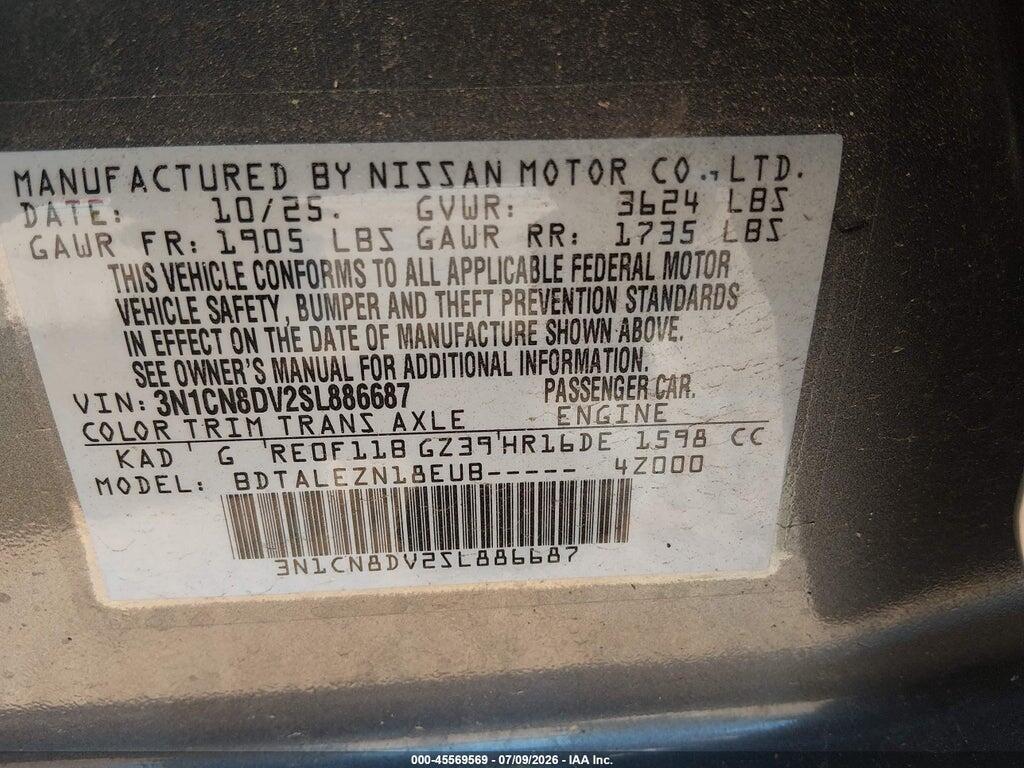3N1CN8DV2SL886687 2025 NISSAN VERSA photo no. 9