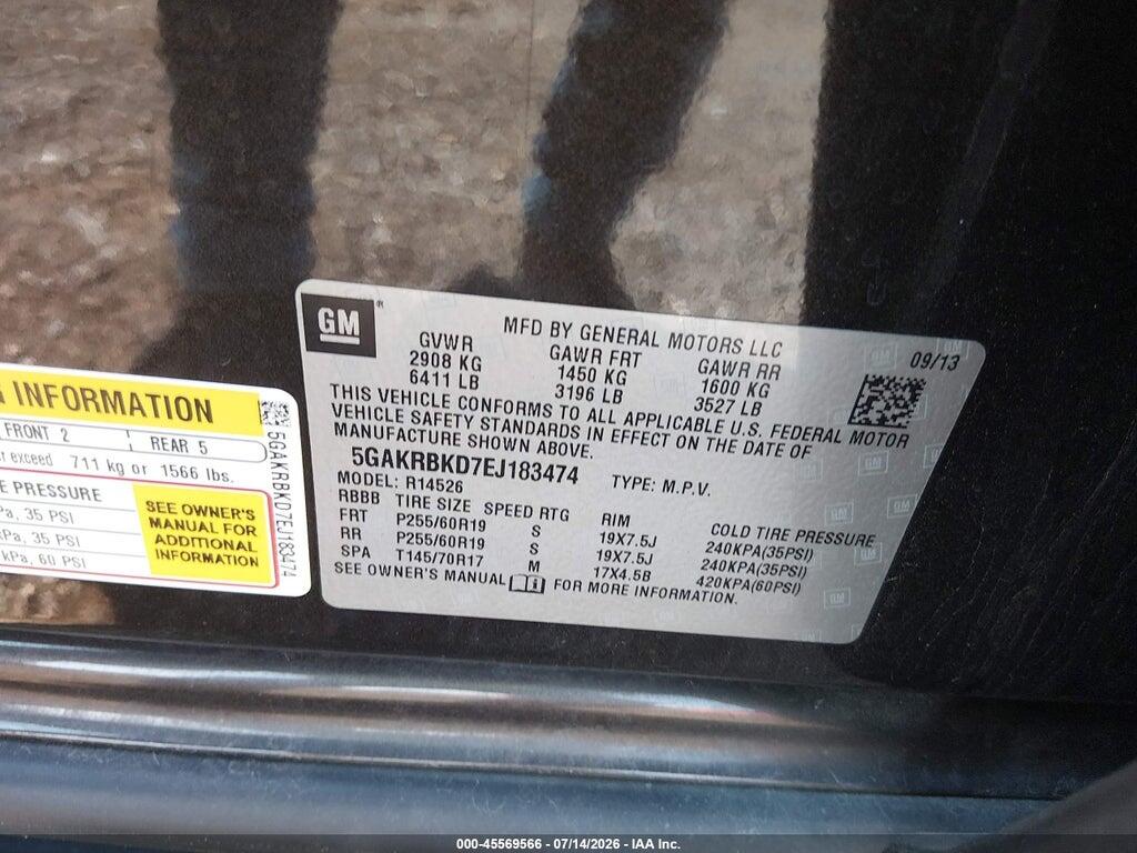 5GAKRBKD7EJ183474 2014 BUICK ENCLAVE photo no. 9