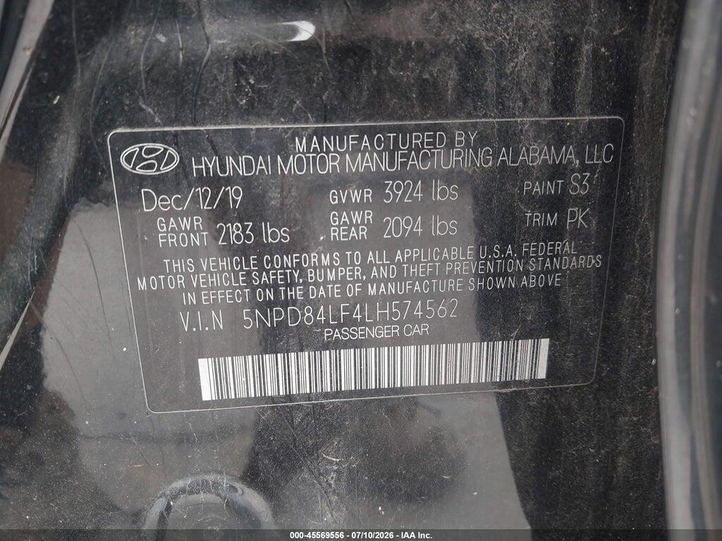 5NPD84LF4LH574562 2020 HYUNDAI ELANTRA photo no. 9