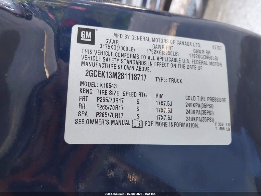 2GCEK13M281118717 2008 CHEVROLET SILVERADO 1500 photo no. 9