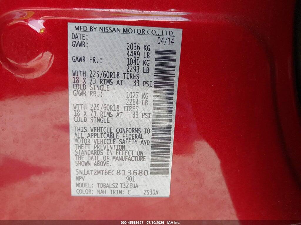 5N1AT2MT6EC813680 2014 NISSAN ROGUE photo no. 9