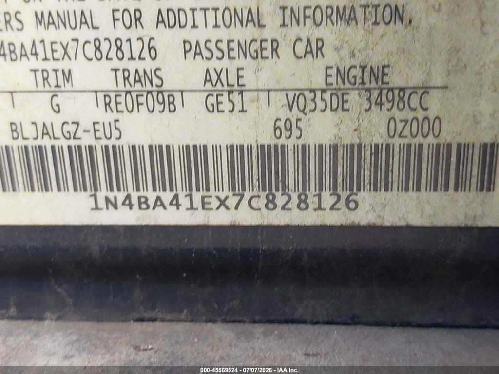 1N4BA41EX7C828126 2007 NISSAN MAXIMA photo no. 9