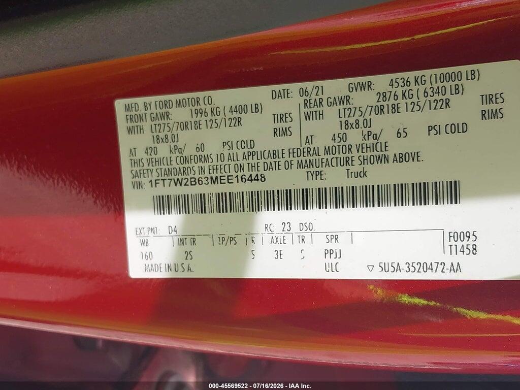 1FT7W2B63MEE16448 2021 FORD F-250 photo no. 9