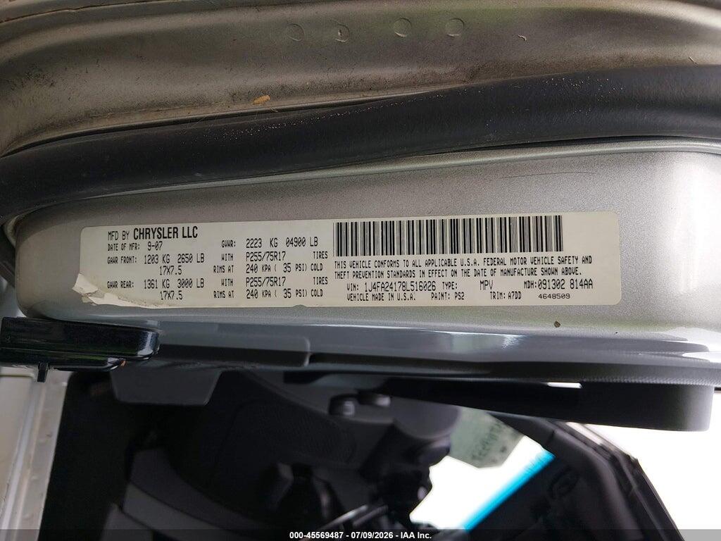 1J4FA24178L516026 2008 JEEP WRANGLER photo no. 9
