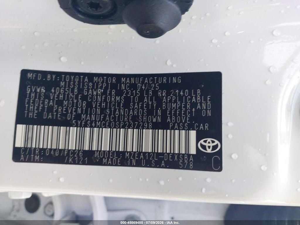 5YFS4MCE0SP237298 2025 TOYOTA COROLLA photo no. 9