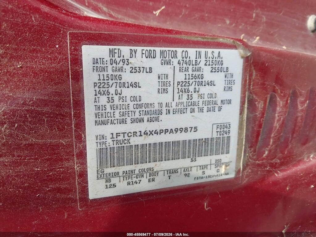 1FTCR14X4PPA99875 1993 FORD RANGER photo no. 9