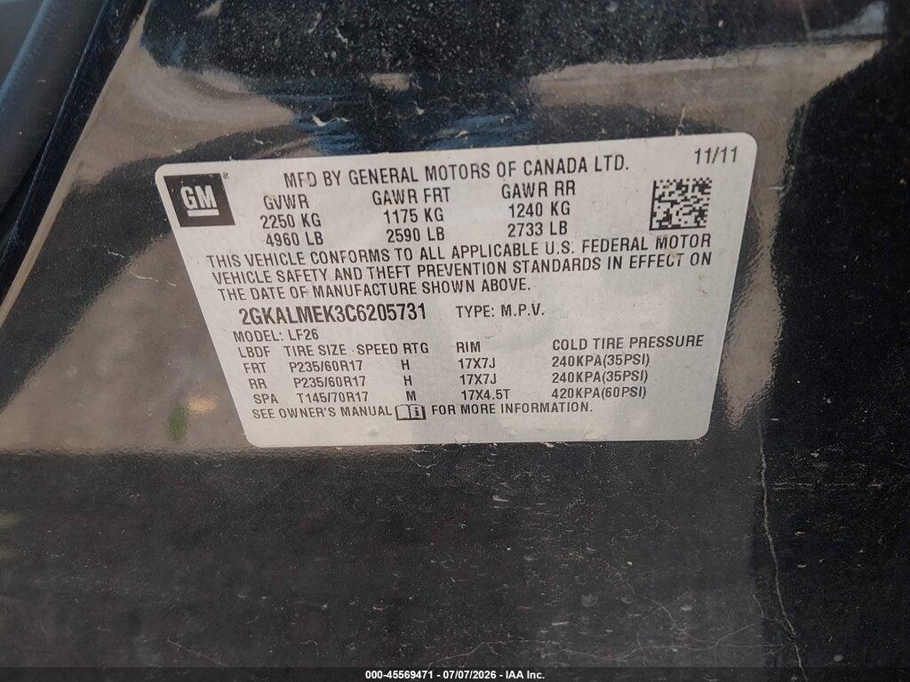 2GKALMEK3C6205731 2012 GMC TERRAIN photo no. 9