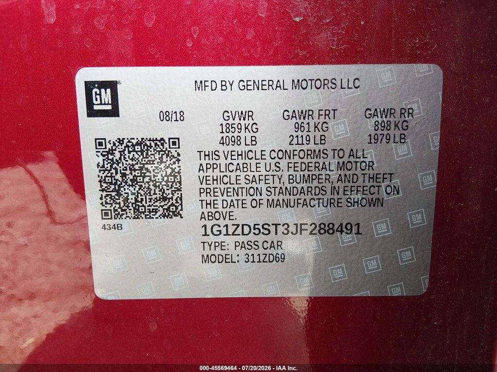 1G1ZD5ST3JF288491 2018 CHEVROLET MALIBU photo no. 9