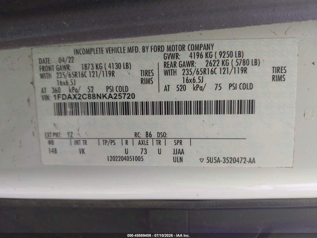 1FDAX2C88NKA25720 2022 FORD TRANSIT-350 PASSENGER VAN photo no. 9