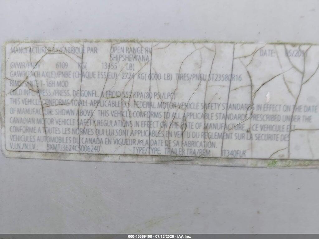 5XMTJ3624C5006240 2012 OPEN RANGE JOURNEYER photo no. 9