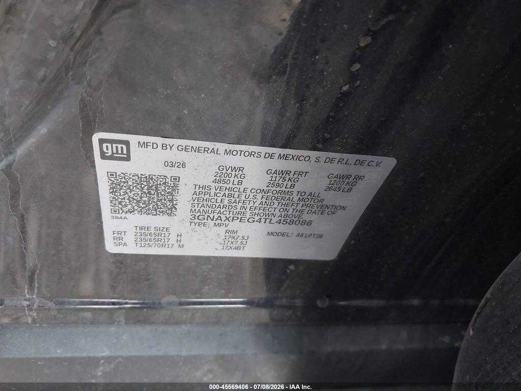 3GNAXPEG4TL458086 2026 CHEVROLET EQUINOX photo no. 9