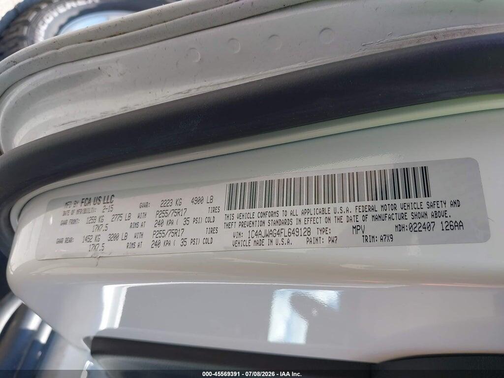 1C4AJWAG4FL649128 2015 JEEP WRANGLER photo no. 9