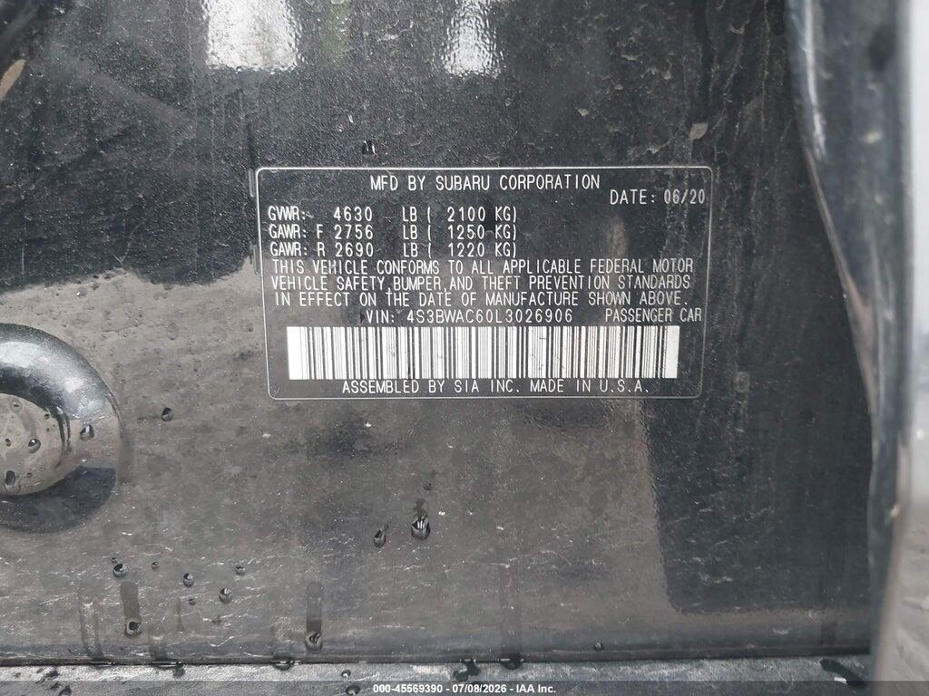 4S3BWAC60L3026906 2020 SUBARU LEGACY photo no. 9