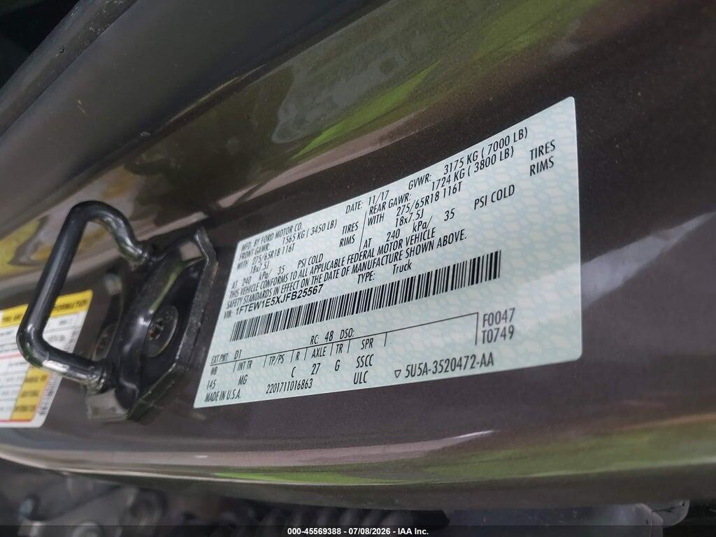 1FTEW1E5XJFB25567 2018 FORD F-150 photo no. 9