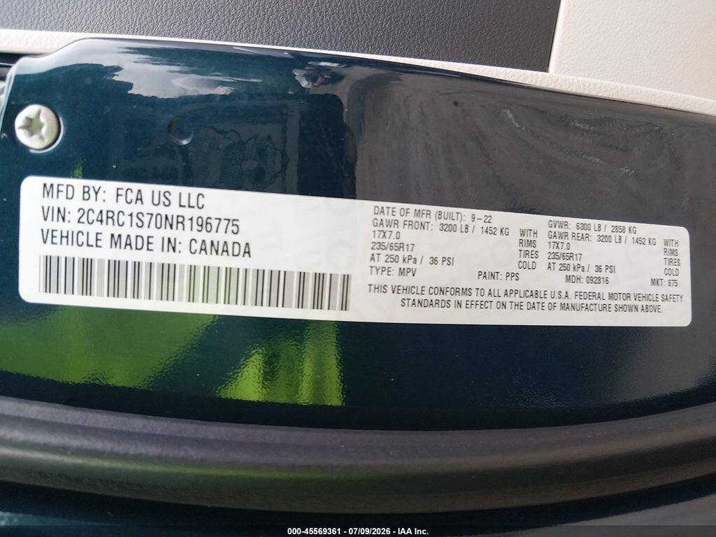 2C4RC1S70NR196775 2022 CHRYSLER PACIFICA HYBRID photo no. 9