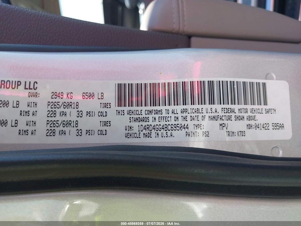 1D4RD4GG4BC695044 2011 DODGE DURANGO photo no. 9