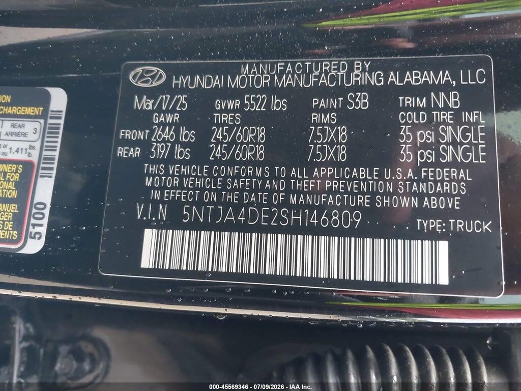 5NTJA4DE2SH146809 2025 HYUNDAI SANTA CRUZ photo no. 9