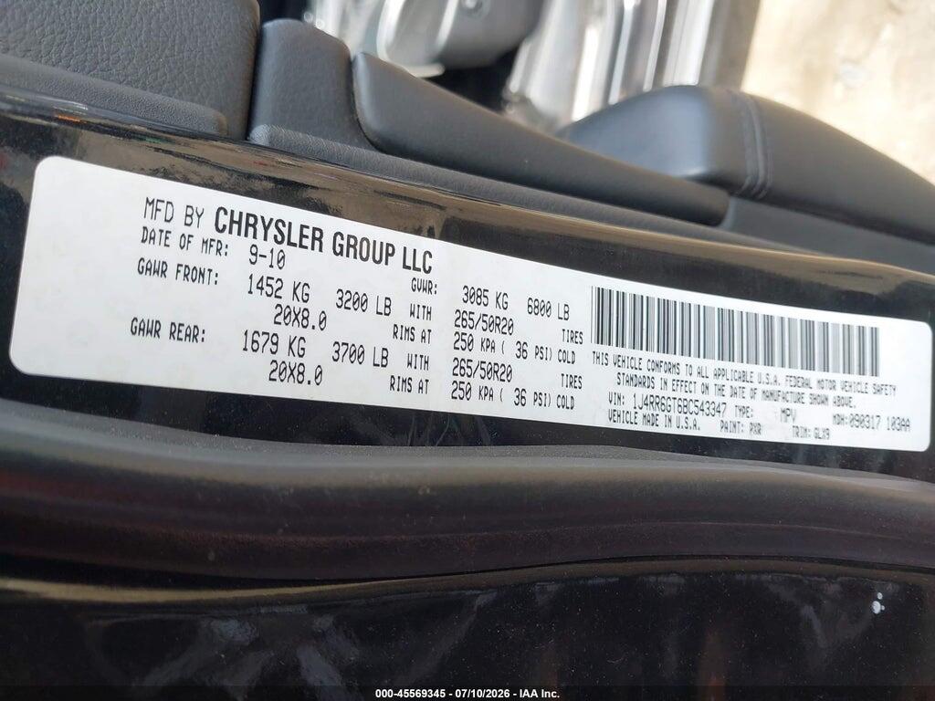 1J4RR6GT6BC543347 2011 JEEP GRAND CHEROKEE photo no. 9