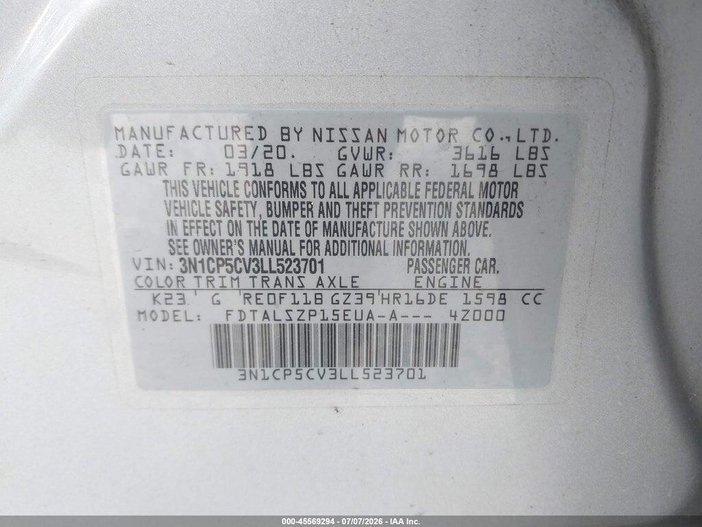 3N1CP5CV3LL523701 2020 NISSAN KICKS photo no. 9