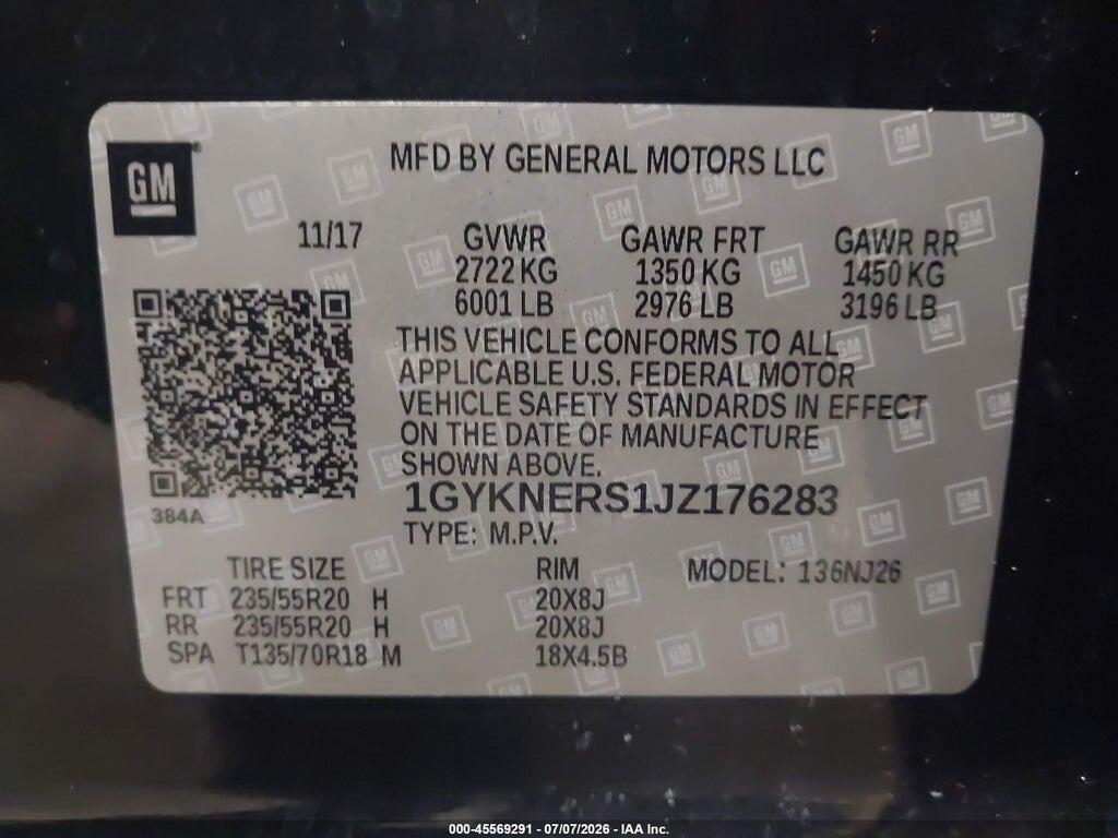 1GYKNERS1JZ176283 2018 CADILLAC XT5 photo no. 9