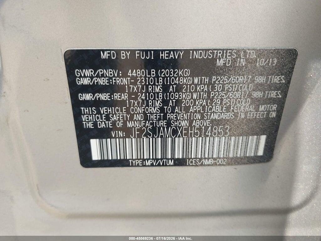 JF2SJAMCXEH514853 2014 SUBARU FORESTER photo no. 9