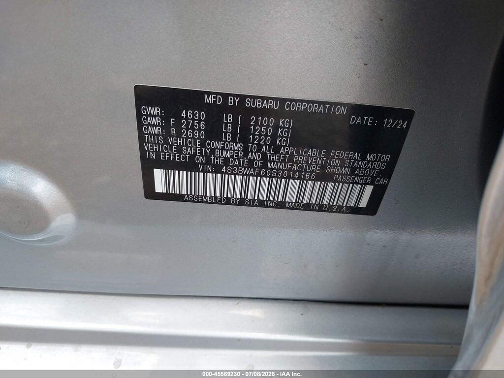 4S3BWAF60S3014166 2025 SUBARU LEGACY photo no. 9