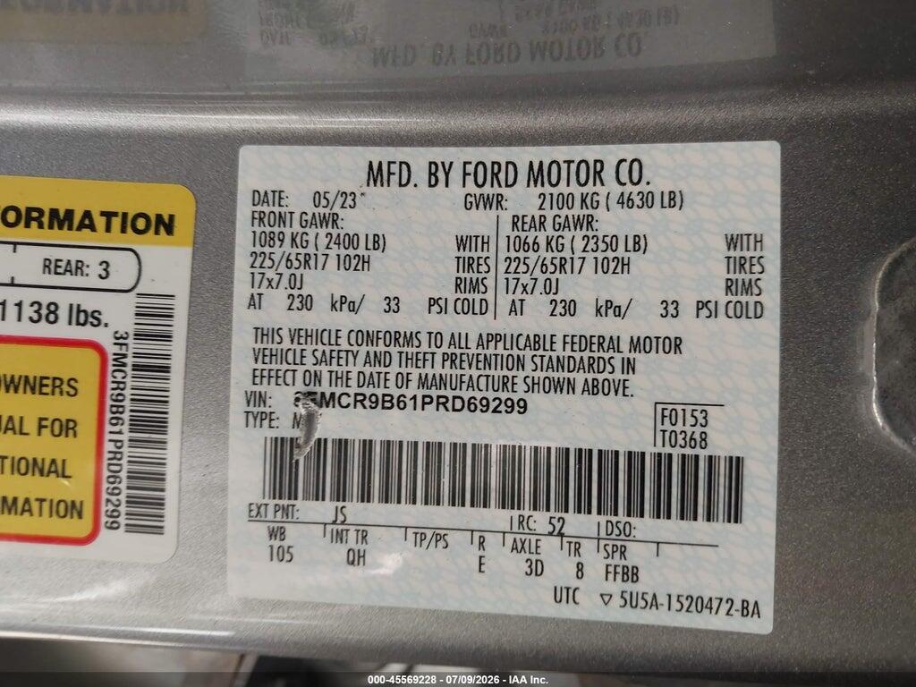 3FMCR9B61PRD69299 2023 FORD BRONCO SPORT photo no. 9