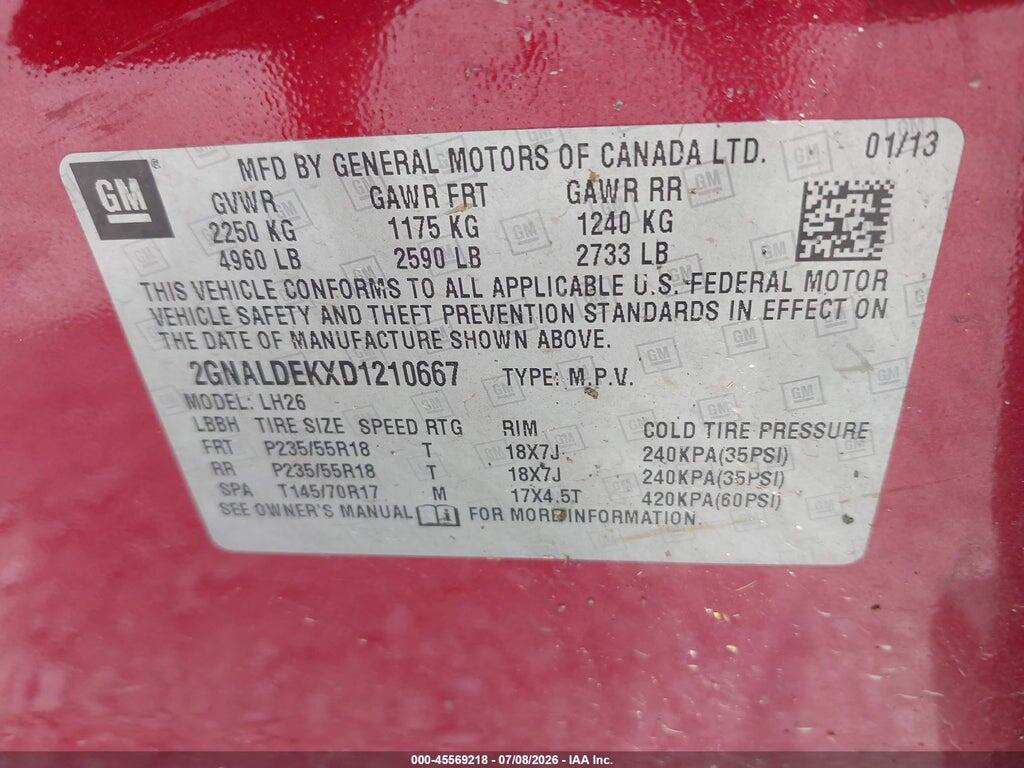 2GNALDEKXD1210667 2013 CHEVROLET EQUINOX photo no. 9