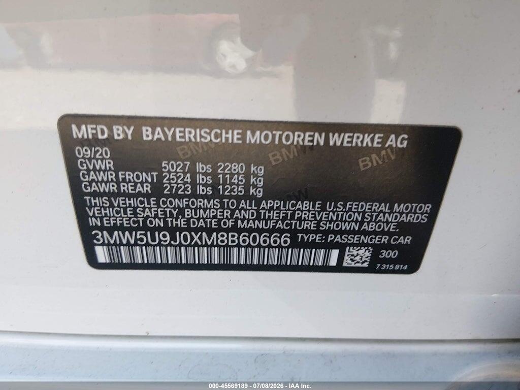 3MW5U9J0XM8B60666 2021 BMW M340I photo no. 9