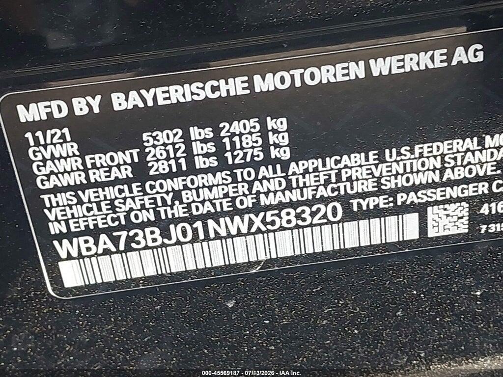 WBA73BJ01NWX58320 2022 BMW 540 photo no. 9
