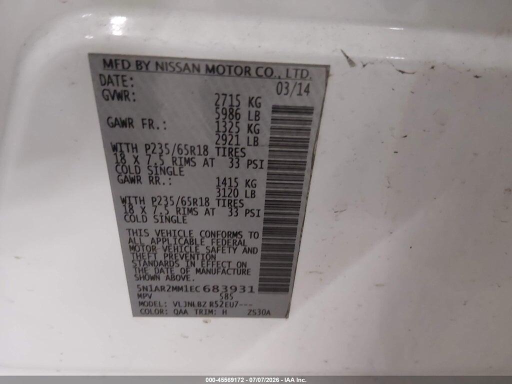 5N1AR2MM1EC683931 2014 NISSAN PATHFINDER photo no. 9