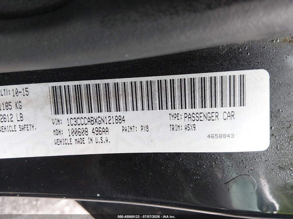 1C3CCCABXGN121884 2016 CHRYSLER 200 photo no. 9