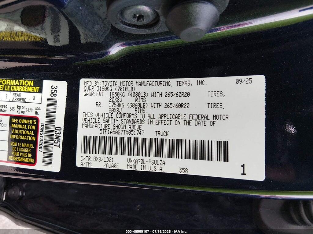 5TF1A5AB7TX051747 2026 TOYOTA TUNDRA photo no. 9
