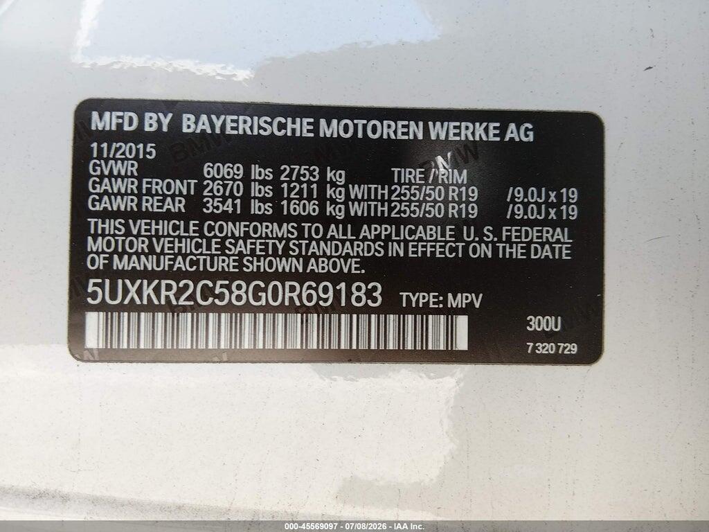 5UXKR2C58G0R69183 2016 BMW X5 photo no. 9